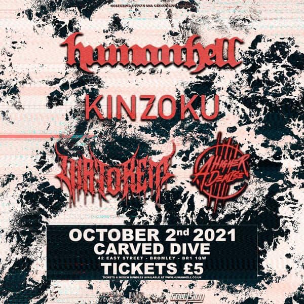 Flyer for the Human Hell / Kinzoku / Viatorem / A Higher Demise show