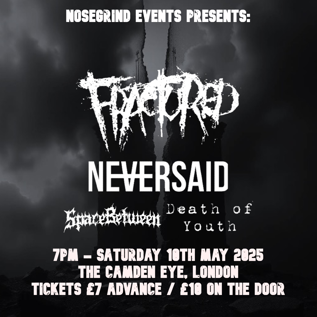 Flyer for the Fractured / Neversaid / Space Between / Death Of Youth show